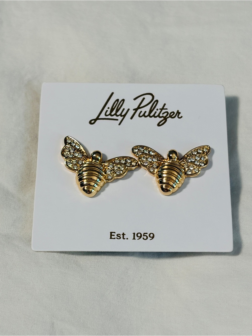 Lilly Pulitzer Gold Bee Crystal Wing Stud Earrings